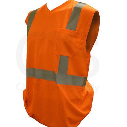 (3) Class 2 Bright Orange Hi-Viz Sleeveless Fast Dry T-Shirt  Size Large