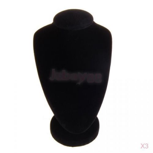 3x black velvet necklace display jewelry stand holder new for sale