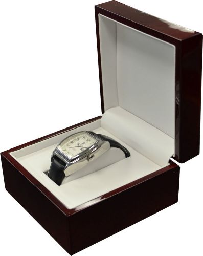 Men&#039;s Single Wood Wooden Red Watch Box Case Storage Watch Holder Holds One Watch