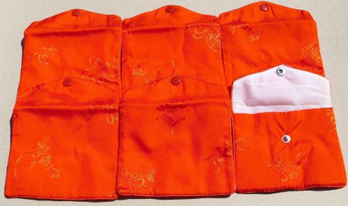 6 - RED EMBROIDERED SILK JEWELRY POUCHES, PURSES, GIFT BAGS, COSMETIC BAG