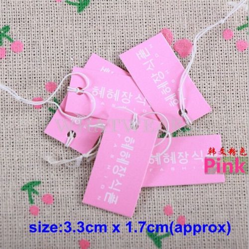 50x Rectangle Design Print Merchandise Strung Price Tags Labels Pink FKS