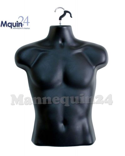 Black male torso mannequin form (hollow back / open back)  with hook for hanging for sale