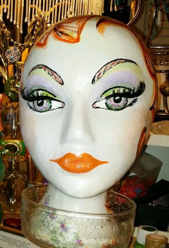 Hand painted mannequin head using styrofoam as the canvas original design for sale