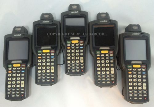 Lot of (5) motorola symbol mc3090-ru0ppbg00wr laser wireless barcode scanners for sale