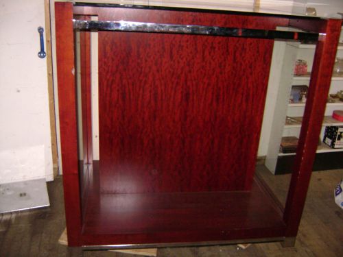 Retail display garment rack glass &amp; wood display rack for sale