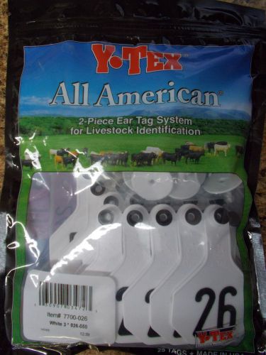 Y-Tex All-American Medium Numbered Ear Tags #26-50 - MULTIPLE COLORS!!