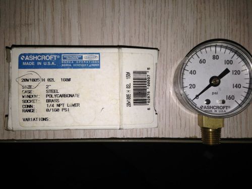 Ashcroft 20w1005 h 02l 160# gauge 0-160 psi 1/4&#034; npt brass 20w1005h02l160# for sale