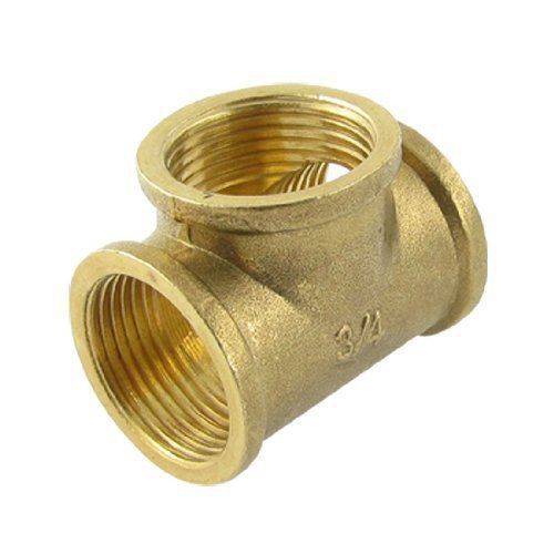 Amico Air Water Fuel Pipe Brass T Shaped Equal Tee Connector Adapter 3/4&#034; Female
