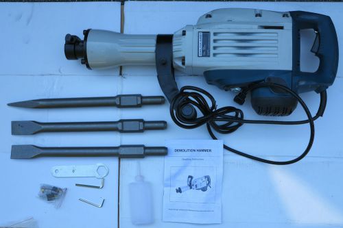 New 1700w Electric Demolition Jack Hammer With 3 Chisels Concrete Breaker HD