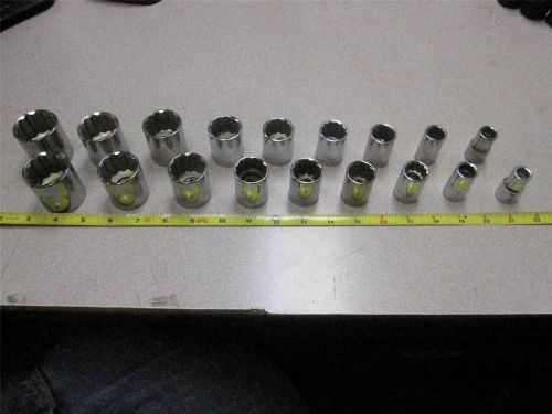 18 pc k-d &amp; easco socket set 32mm-11mm 12 point 1/2&#034; drive great condition for sale