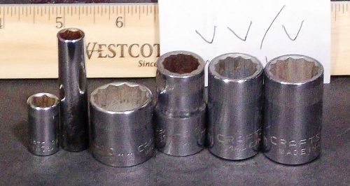 Craftsman Sockets V/VV Series (3) 1/2&#034; Drive + (1) 3/8&#034; Dr + (2) 1/4 Dr - Metric
