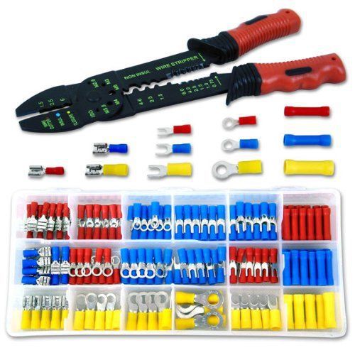 175pc Wire Terminal Connection Wire Stripper Crimper Auto Home Electrical Repair