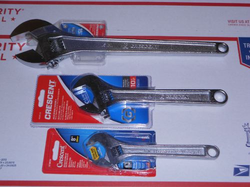 3 PIECE CRESCENT WRENCH SET 8&#034;, 10&#034; &amp; 15&#034;