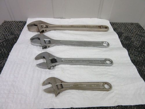 4 WILLIAMS JONNESWAY CRESCENT WRENCH 12&#034; 10&#034; 8&#034; 6&#034; TOOL USED NICE