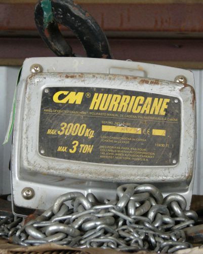 Hoist-3 Ton CM Hurricane Chain Hoist 20&#039; Lift