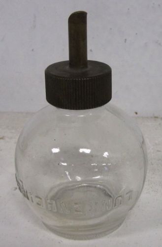Vintage lunkenheimer glass oiler bottle w/ threaded top hit/miss engine gasket for sale