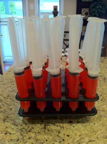 50 ez-inject jello shot syringes injectors medium 1.5oz with free racking/stand for sale