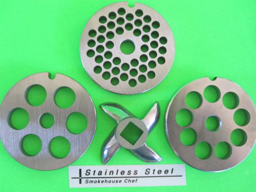 Size #8 combo set.  4 grinding plates discs for electric or manual meat grinder for sale