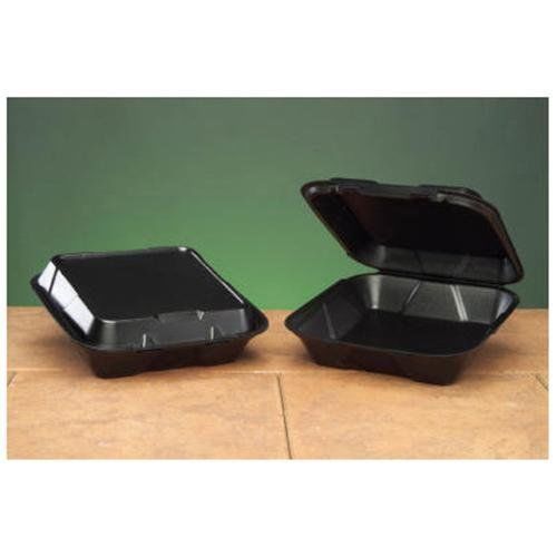 Foam Hinged Carryout Container with 1 Compartment in Black, Food Containers