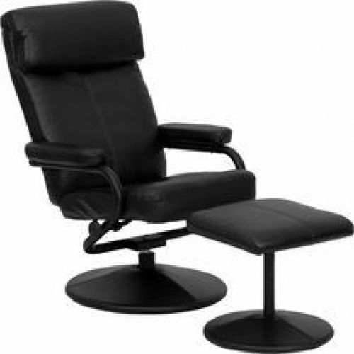 Flash Furniture BT-7863-BK-GG Contemporary Black Leather Recliner and Ottoman wi