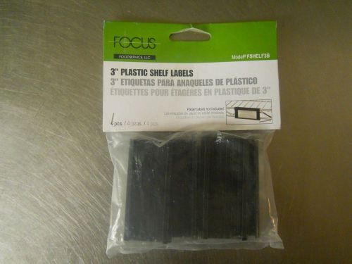 Focus (4) Plastic Shelf Labels Holder 3&#034;x1-1/4&#034; Black for Metro Rack Best Price