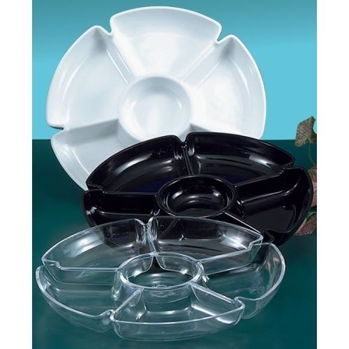 Crystalware Compartment Tray 13&#034; Round Royal Industries NC 185 CLR - Set of 6