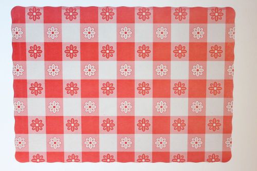 PAPER PLACEMATS CASE OF 1,000 RED GINGHAM FREE SHIPPING