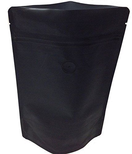 New high barrier coffee bags pouches w/ valve 8oz (matte black) (25) for sale