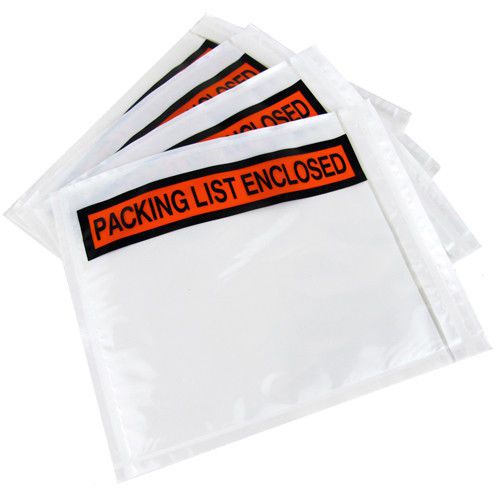 25- 4.5&#034; x 6&#034; Packing List Enclosed Envelopes self stick clear