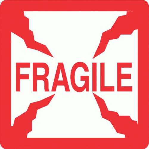 Fragile 4x4 Red and White Label(Roll of 500 labels)