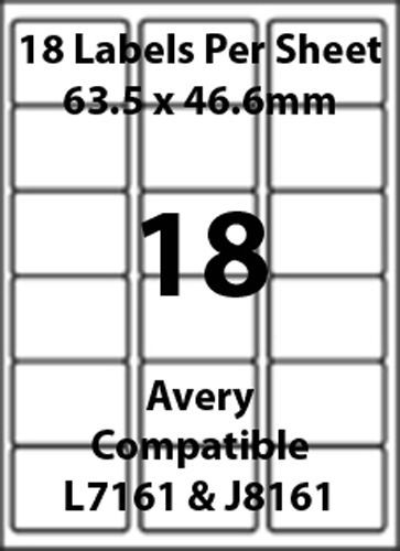 Avery L7161 Compatible Inkjet/Laser 18 Blank Address Labels 20 Sheets