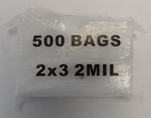 Lot of 500 2x3 2&#034; x 3&#034; 2 Mil Clear Plastic Zip Zipper Locking Ziplock Bags