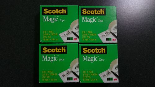 NEW 4 Rolls SCOTCH Magic Tape 3M 810  3/4 inch x 1000 inch REFILL 4 Pack