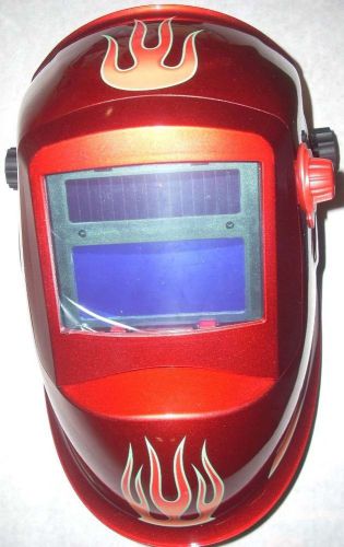 Red Flame Auto Darkening Welding Helmet Solar Powered Variable Shade 9-13