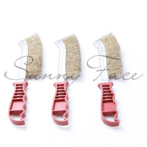 Hand Wire Brush DIY Car Brass Plated Steel Red Handle not Spid