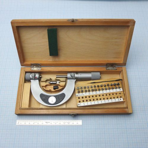 Screw thread micrometer 25-50mm +26 metric iso 60° pitch inserts (by suhl/zeiss) for sale