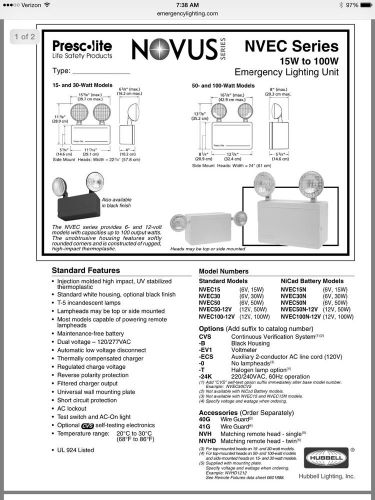 Nvec50-12v  with cvst12 novis option prescolite emergency lighting unit for sale