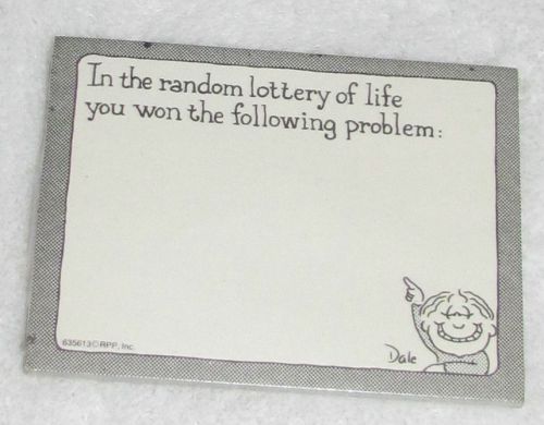 NEW! VINTAGE DALE RECYCLED PAPER PRODUCTS &#034;RANDOM LOTTERY OF LIFE&#034; POST-IT NOTES