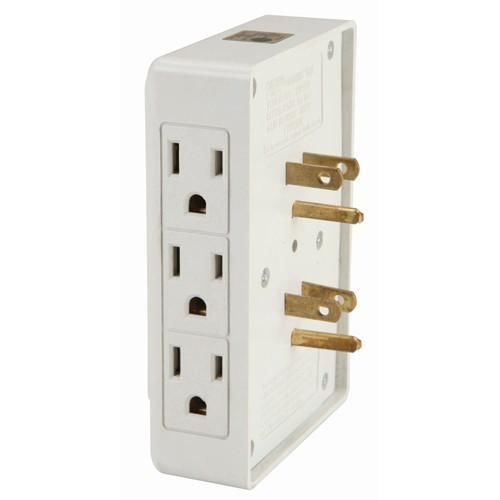 #3943  New Unique 6 Outlet, 3 Prong Side Entry Tap Plug Electric Surge Certified