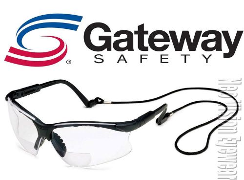 Gateway scorpion 1.5 clear bifocal reader safety glasses w cord z87+ csa z94.3 for sale