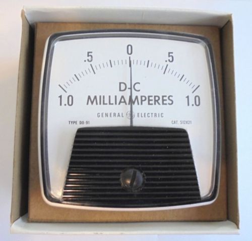 Vintage GE Panel Meter D-C Milliamps 1--0--1 in Original Box Cat. 512x21