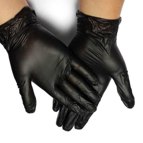 100 nitrile gloves tattoo piercing powder latex free disposable black m / l for sale