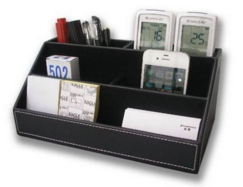 Home Offfice Leather Multi-function Desk Stationery Organizer Storage Box