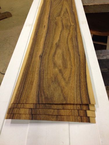 (4)pcs. Sequenced Santos Rosewood wood veneer 6.5&#034; X 123&#034; raw .020&#034;