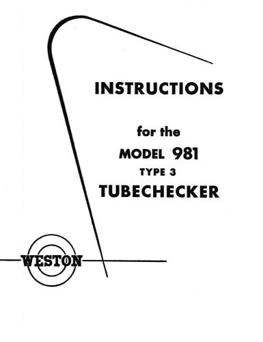Weston 981 type 3 Tube Tester Manual