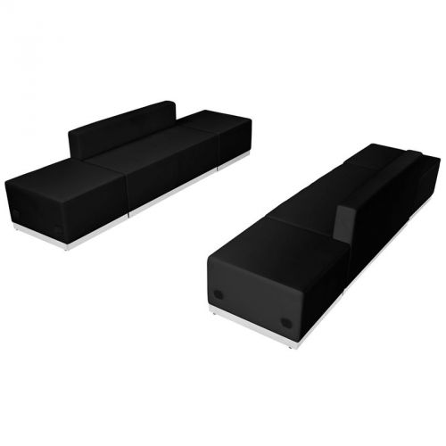 Alon Series Black Leather Reception Set, 6 Pieces (MF-ZB-803-700-SET-BK-GG)