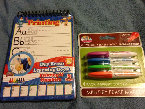 Dry Erase Learning Book-Printing Numbers K+ Travel Education +4pk Mini Markers