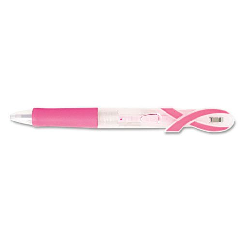 Breast Cancer Awareness Clip-On Ballpoint Retractable Pen, Black/Red Ink, Fine
