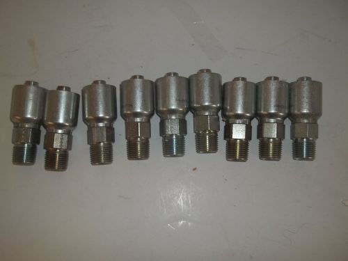 LOT OF 9 PARKER HYDRAULIC HOSE FITTINGS PART # P 10143-8-8 1/2&#034;