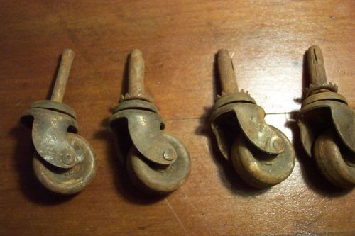 Set of 4 Vintage Metal Swivel Casters, 1 1/2 &#034; Wheel, 1-1/2&#034; Stem